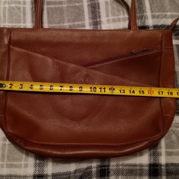 Gucci | Vintage Brown Leather Tote Work Bag Laptop Bag Handbag - Picture 7 of 16